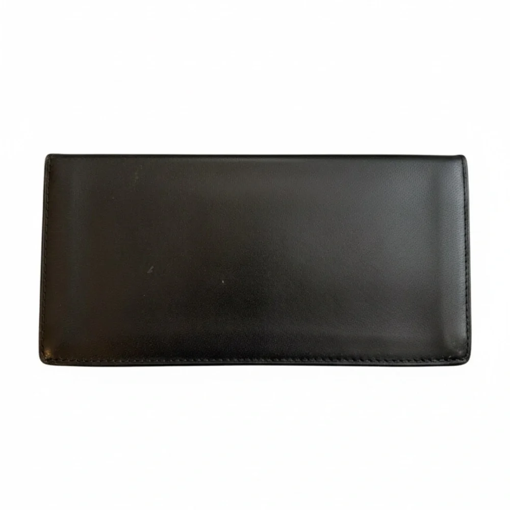 Dunhill Black Leather Bifold Wallet with Gold Details